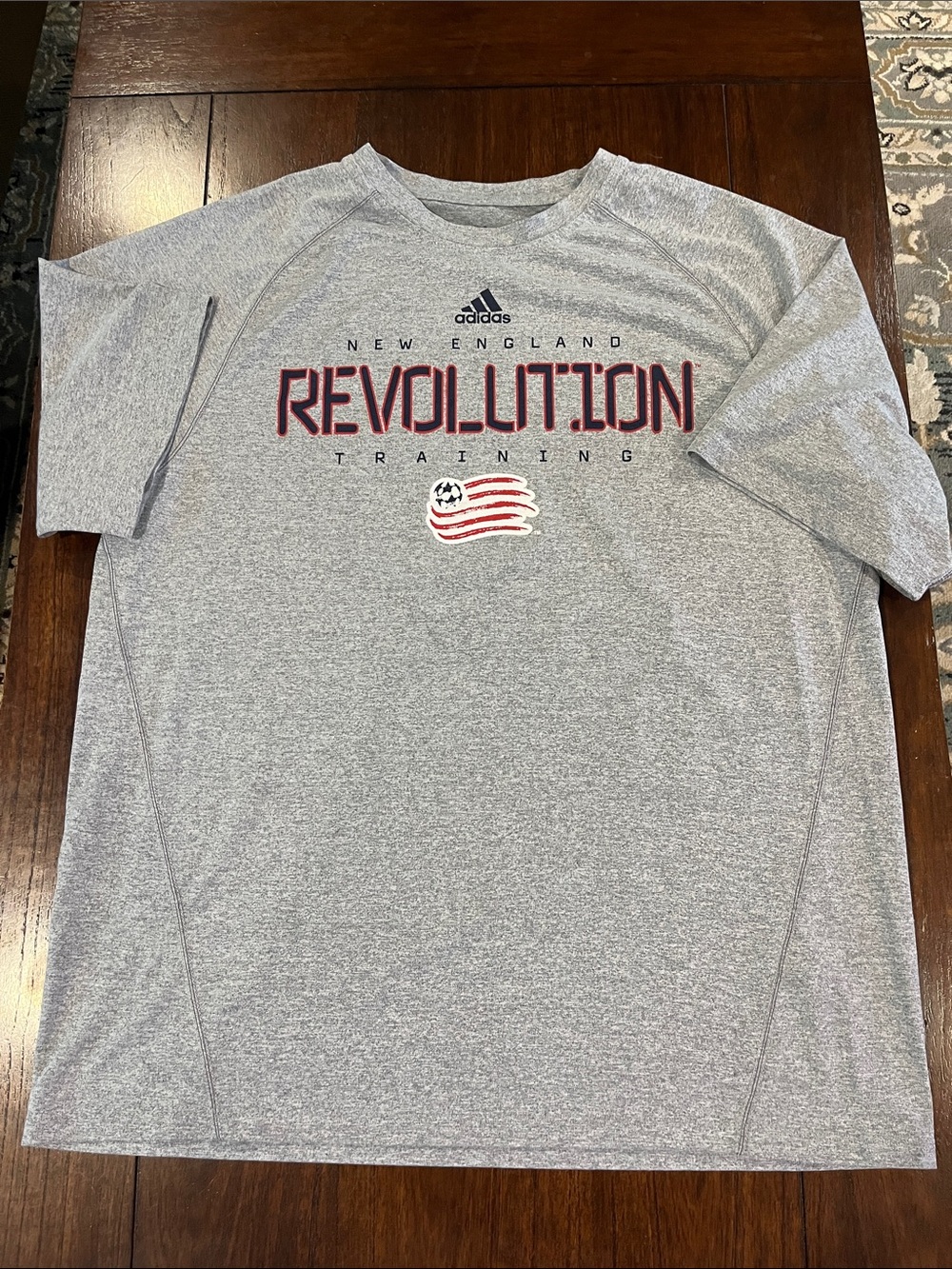 adidas New England Revolution Heather Gray Training Tee with Red Accent